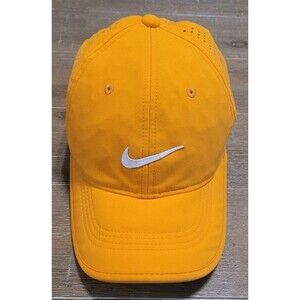 Orange Nike Golf Aerobill Hat Cap Adjustable Breathable White Swoosh Front & Bac